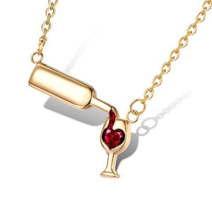 Open image in slideshow, Love Wine Pendant Necklace Woman Necklaces and Pendant Cubic Zirconia Unique Design Jewelry
